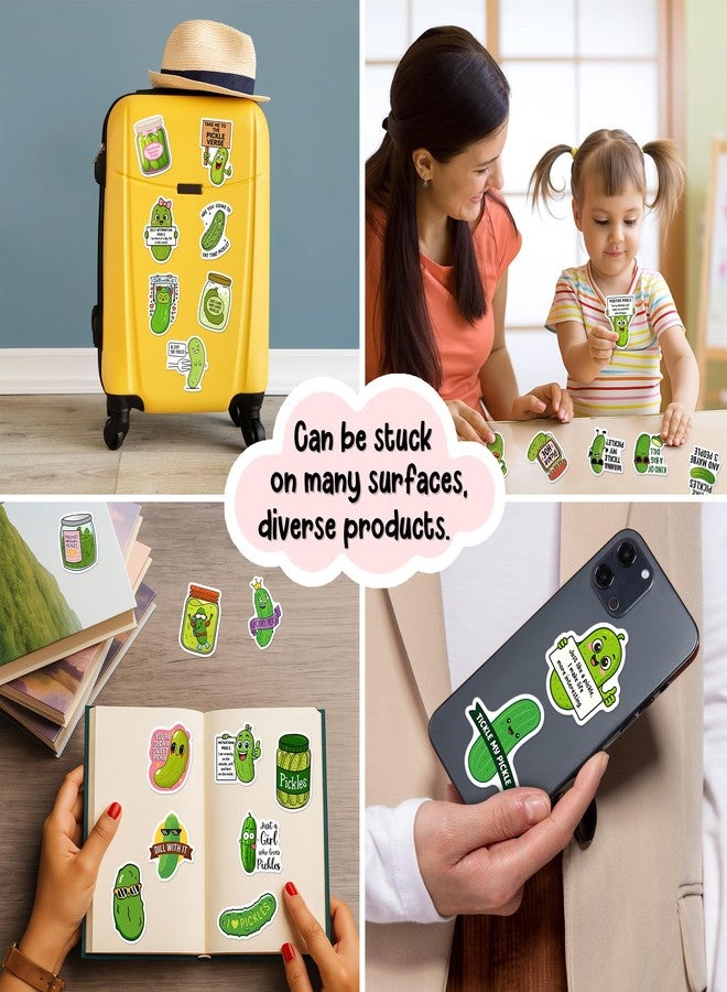 BEATRI Pickle Stickers Waterproof Vinyl 50Pcs Affirmations Pickle Decor & Party Favors for Laptop, Water Bottle, Skateboard & Travel Gear | Non-Repeating Decals, High-Definition Print - Image 5